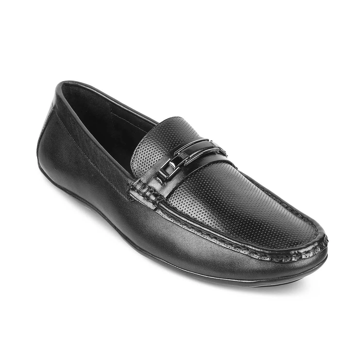 The Abia Black Men's Leather Driving Loafers Tresmode