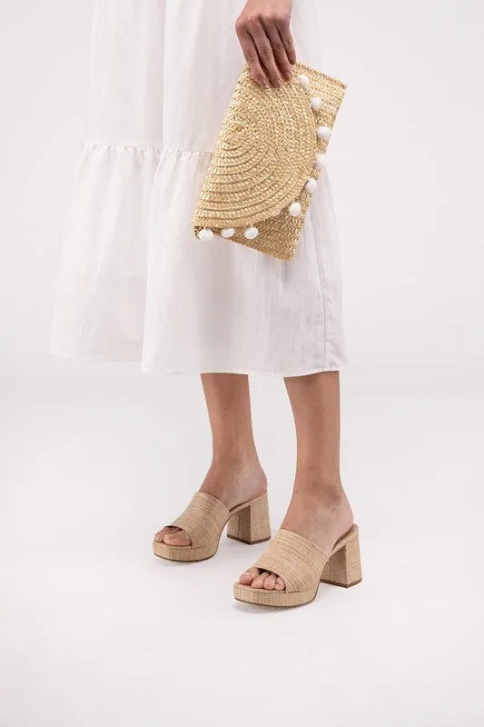 The Lena Natural Raffia Mules