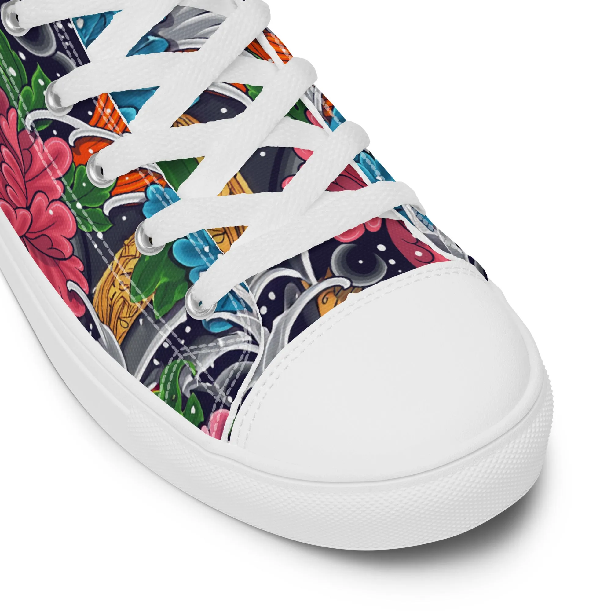 Unisex high top canvas shoes - Koi Fish