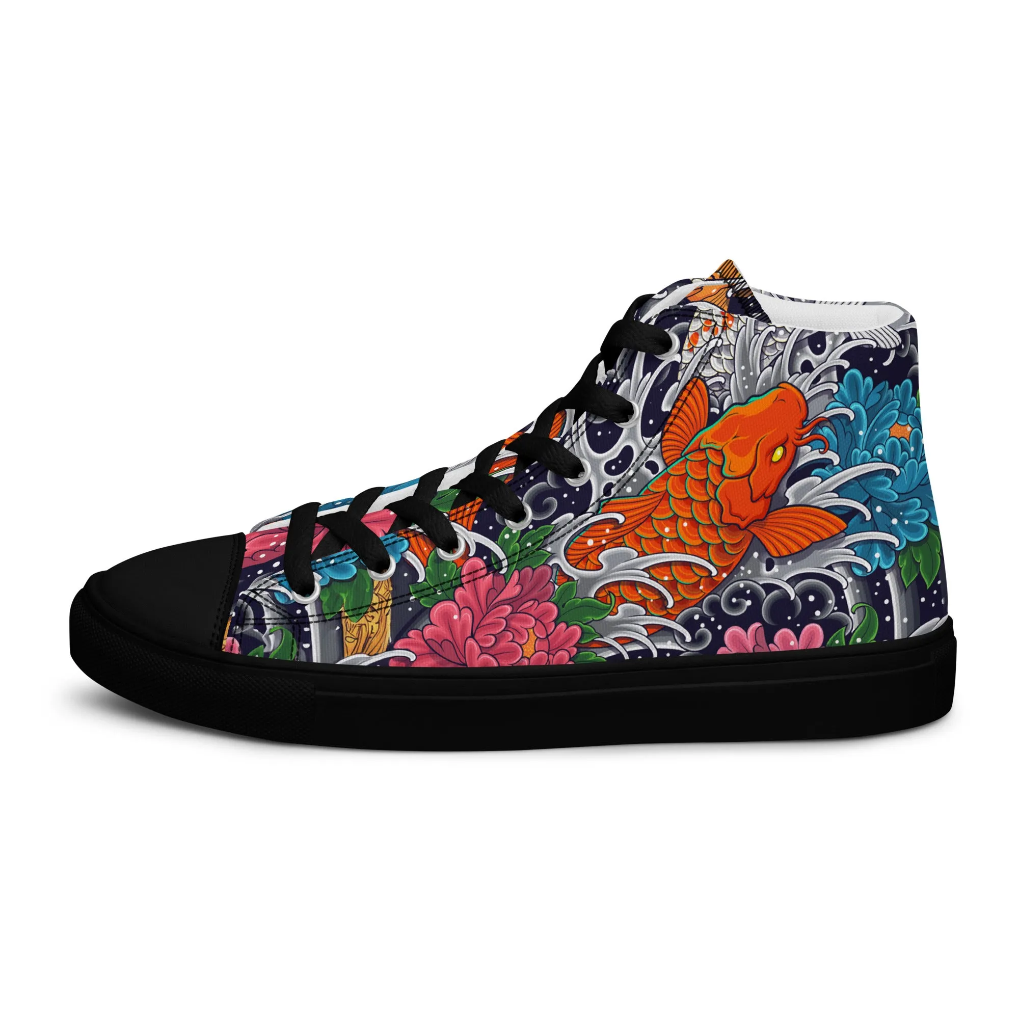 Unisex high top canvas shoes - Koi Fish