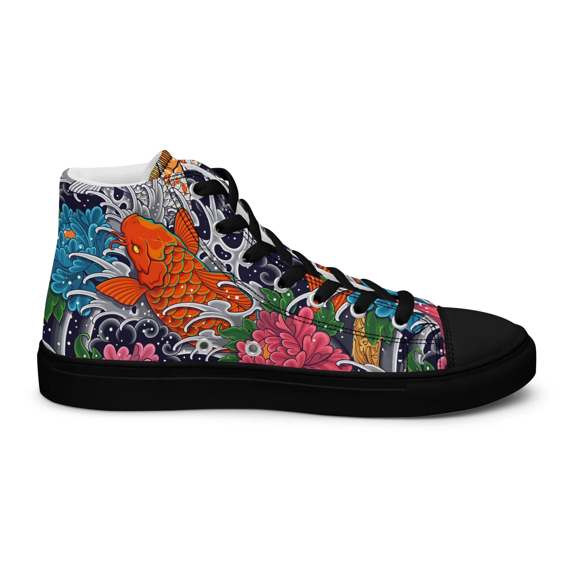 Unisex high top canvas shoes - Koi Fish