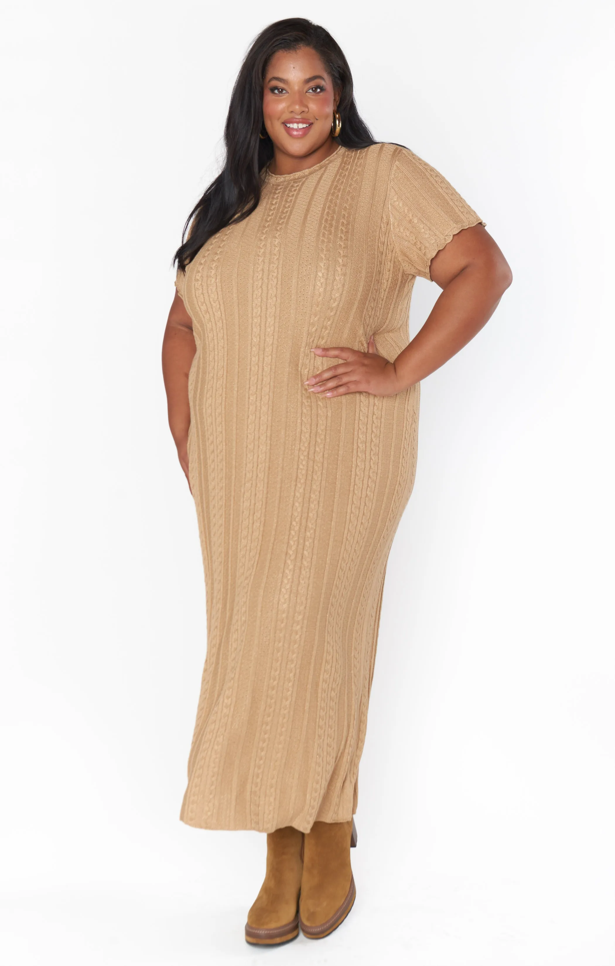 Valleta Midi Dress ~ Gold Shimmer Knit