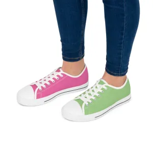 Women's Pink & Green Mismatched Low Top Sneakers