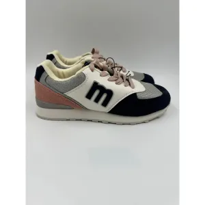 Women's Size 8, White, Navy and Salmon 70s Style Casual Sneaker