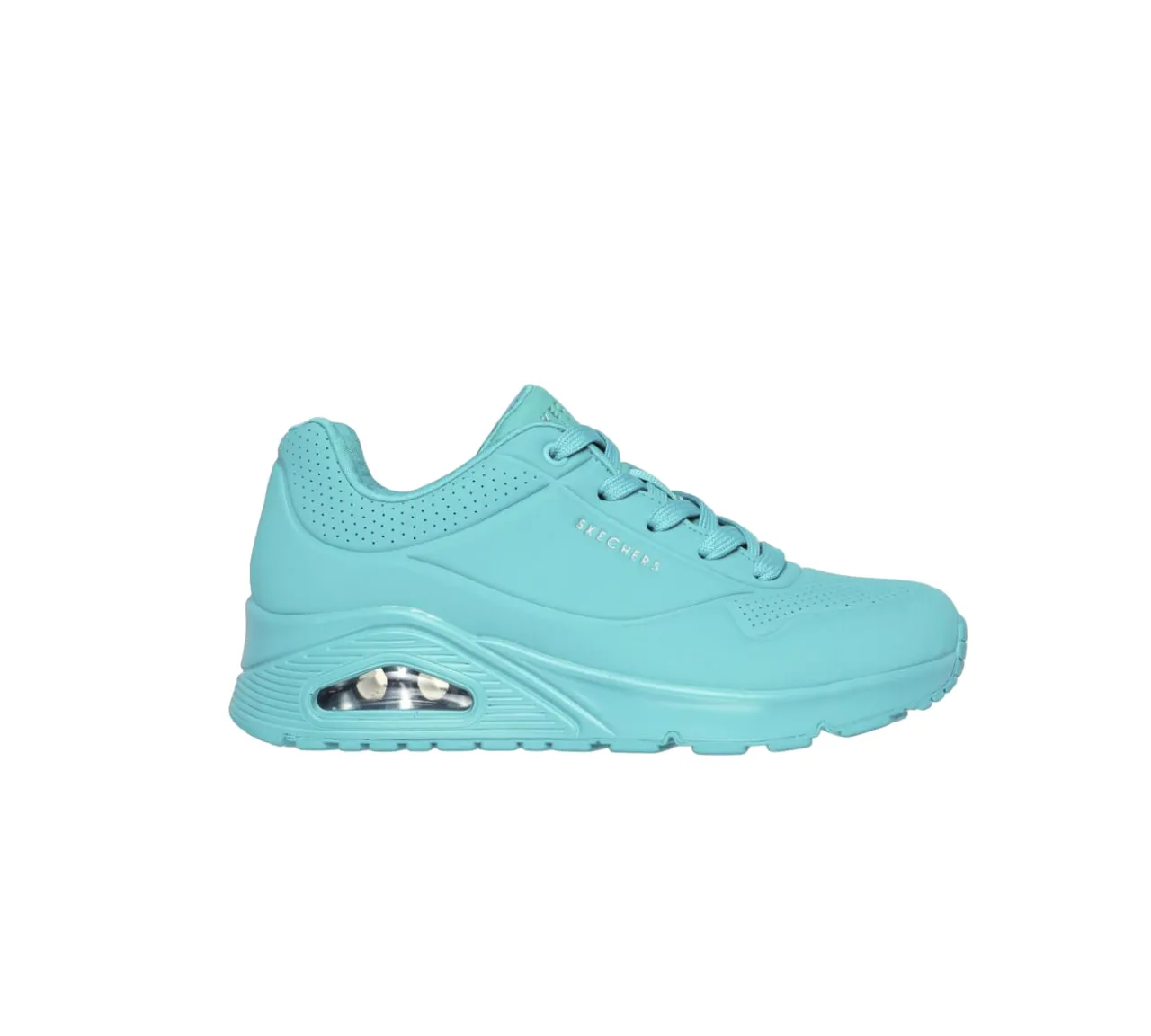 Womens Skechers Uno - Stand On Air Turquoise Lace Up Sneaker Shoes