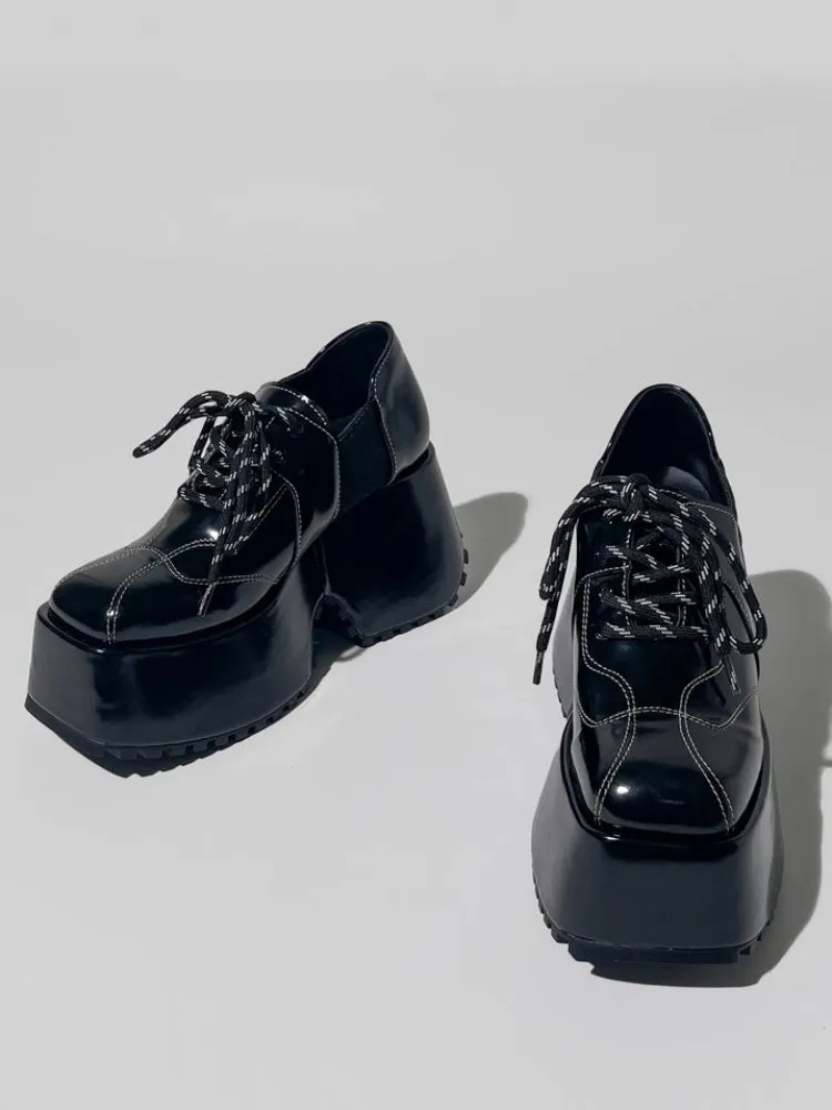 Y2K Lace Up Platform Derby Shoes【s0000005193】